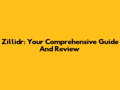 Zillidr: Your Comprehensive Guide And Review