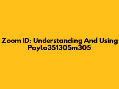 Zoom ID: Understanding And Using Payla351305m305
